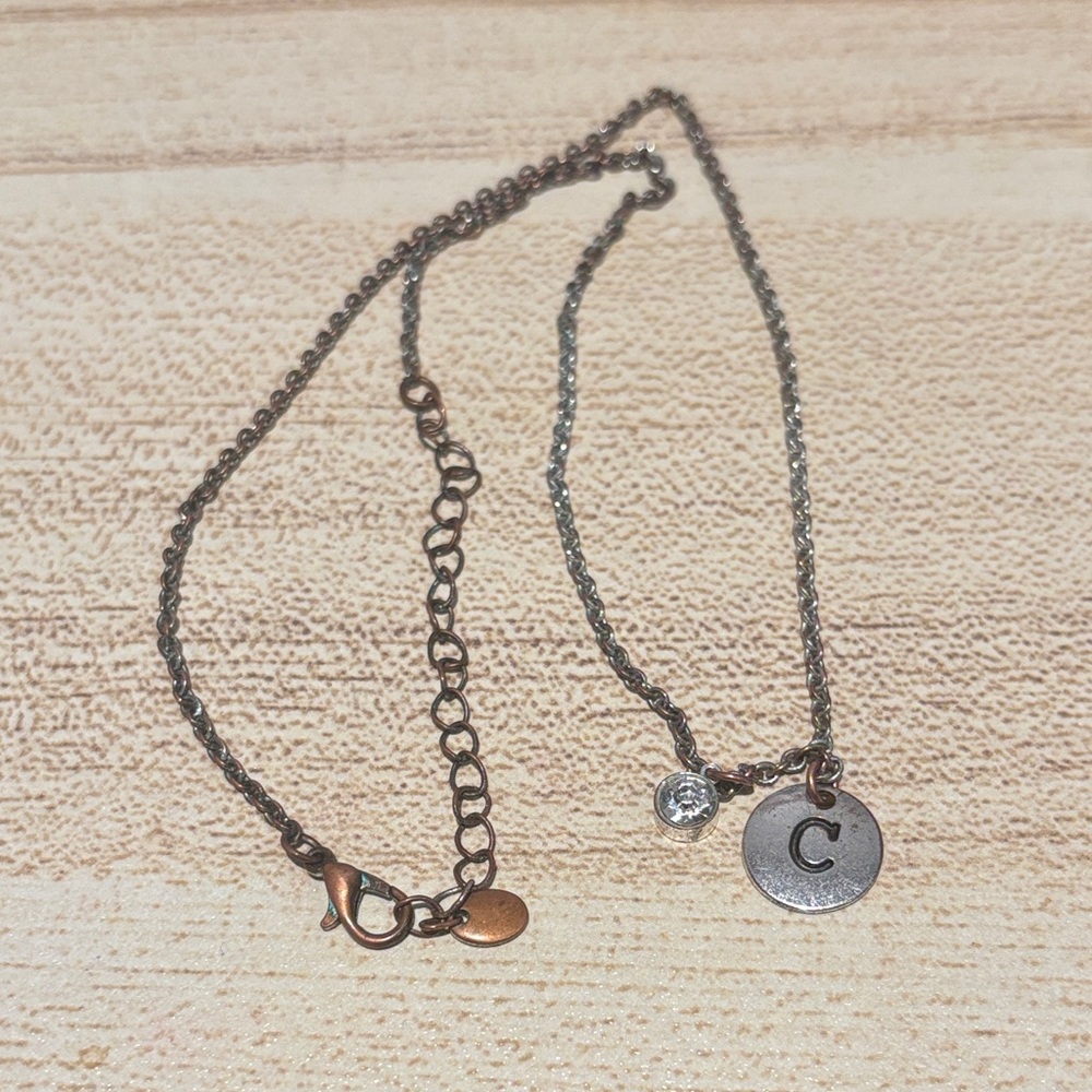 “C” Initial Necklace, Used & Worn, Clasp Intact